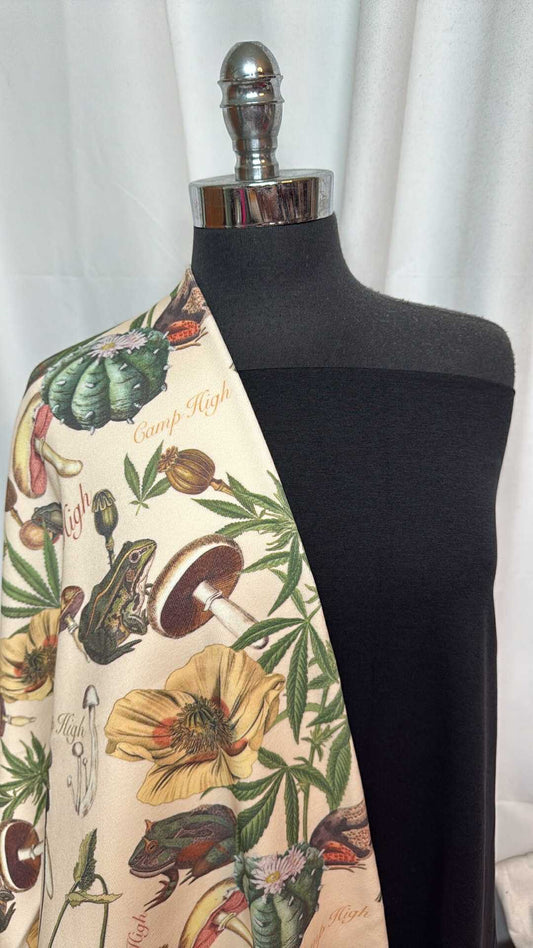 BLACK/BOTANICALS BUNDLE : 2YD Adult Botanicals Heavy Cotton Rib & 2YD Black 2-Tone Peached PF : A28864