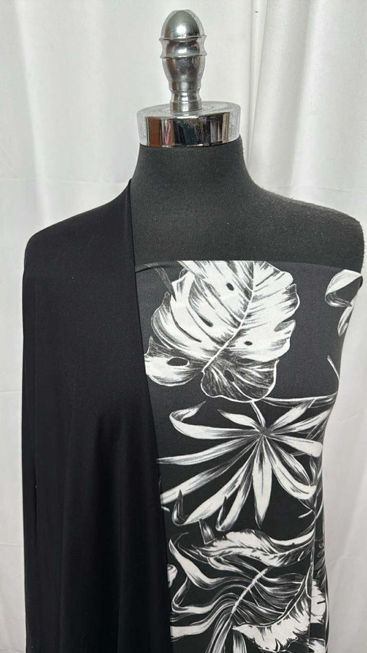 BLACK MONOCHROME BUNDLE : 3YD Leaves DBP & 1YD Black N/S : A27478