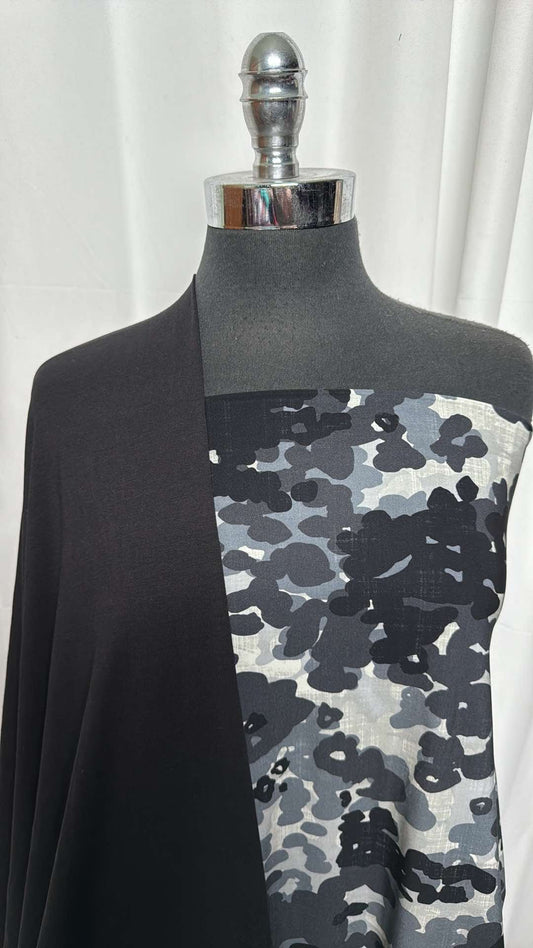 BLACK/GREY CAMO BUNDLE : 2YD Black/Grey Camo N/S & 1.5YD Black MVC : A27245