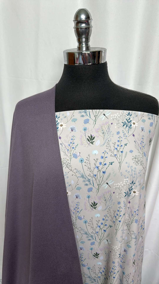 VIOLET-GREY/WILDFLOWER BUNDLE : 2YD Wildflower PF & 2YD Solid Peached PF : A27406