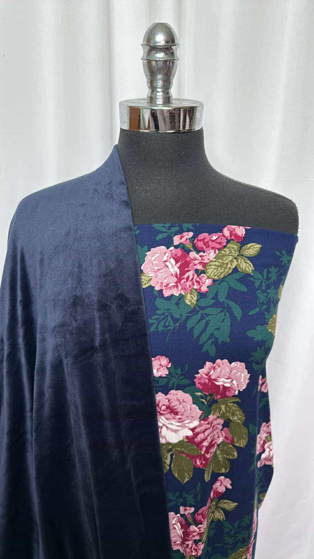 NAVY PLUSH/FLORAL BUNDLE : 2YD Navy Velvet Plush & 2YD Navy Floral DBP : A26909