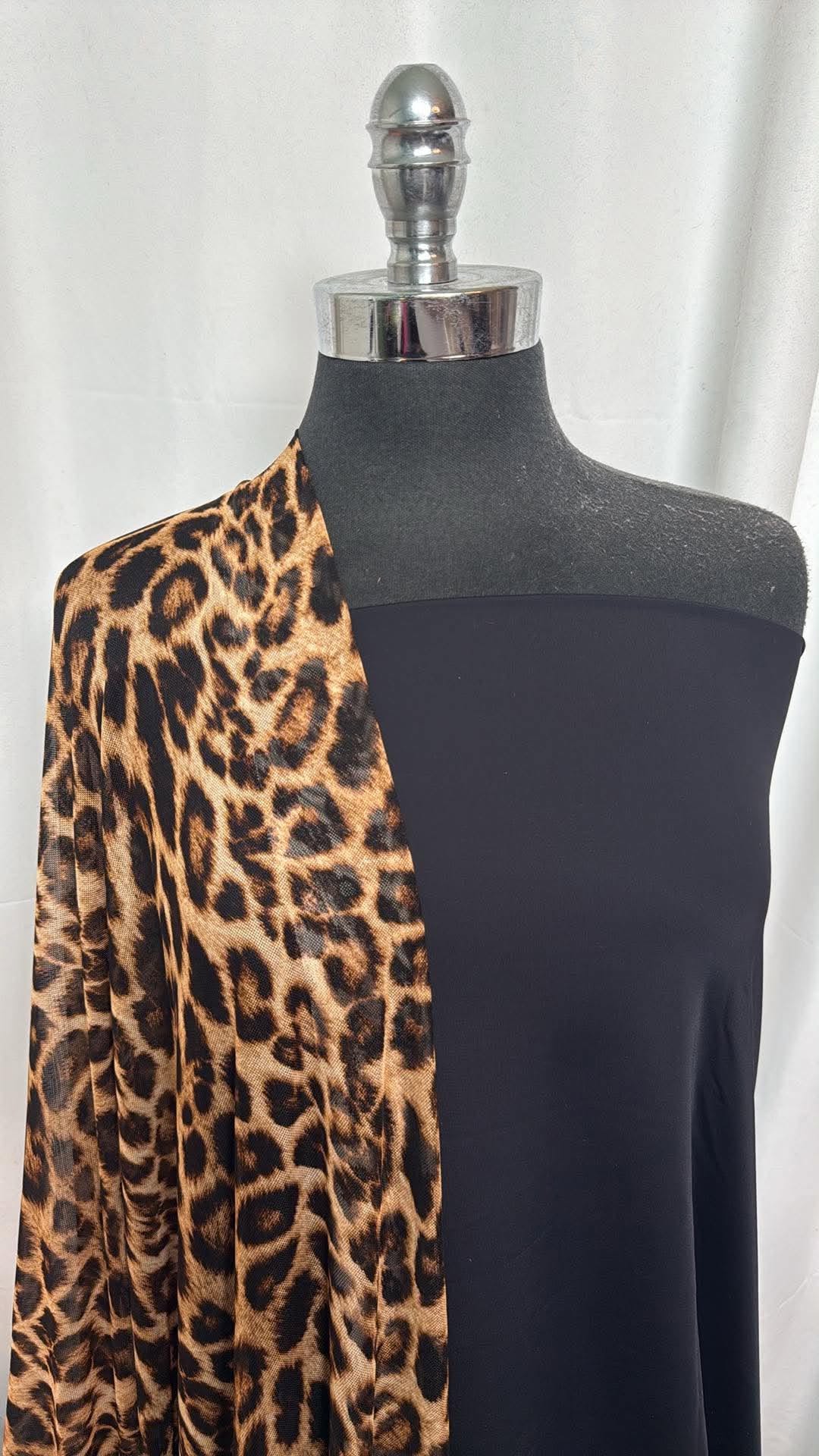 BLACK/CAT BUNDLE : 2YD Black N/S Swim & 2YD Leopard Stretch Mesh : A30557