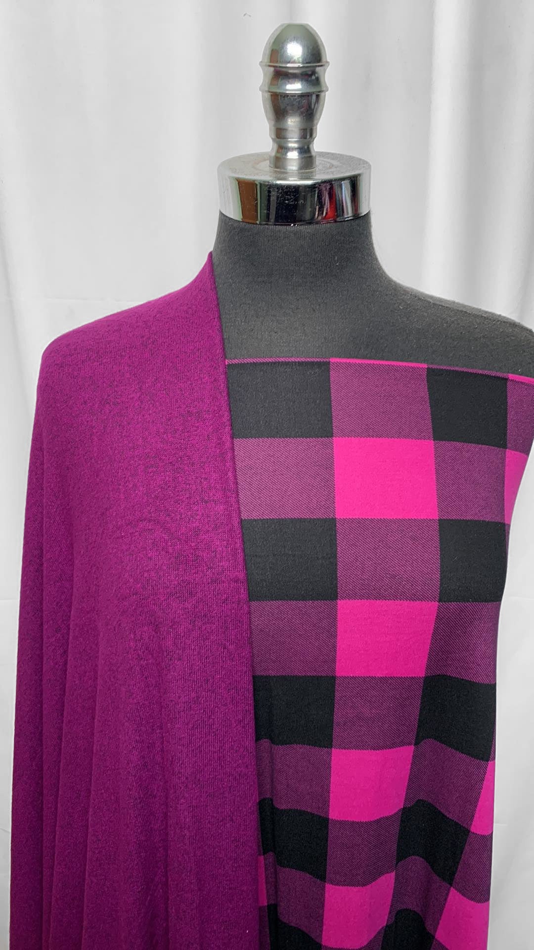 PURPLE/FUCHSIA PLAID BUNDLE : 2YD Fuchsia/Black Plaid DBP & 2YD Purple Brushed Hacci SK : A25424
