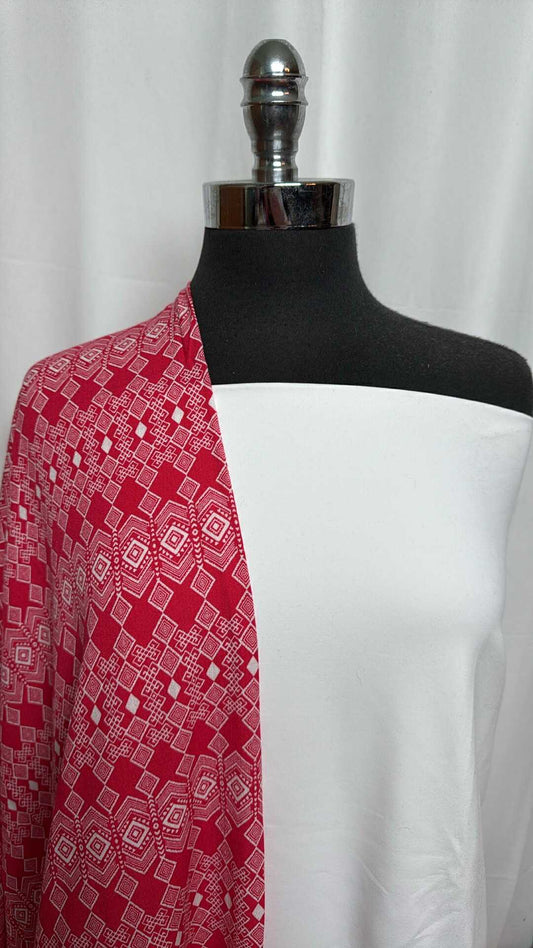 WHITE/RED GEO BUNDLE : 1.5YD White Supplex & 2YD Red Geo Rayon Woven : A29058