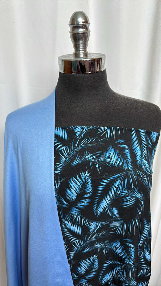 BLUE LEAVES BUNDLE : 1YD Blue Leaves Stretch Boardshort & 1YD Blue Featherweight PF : A28202