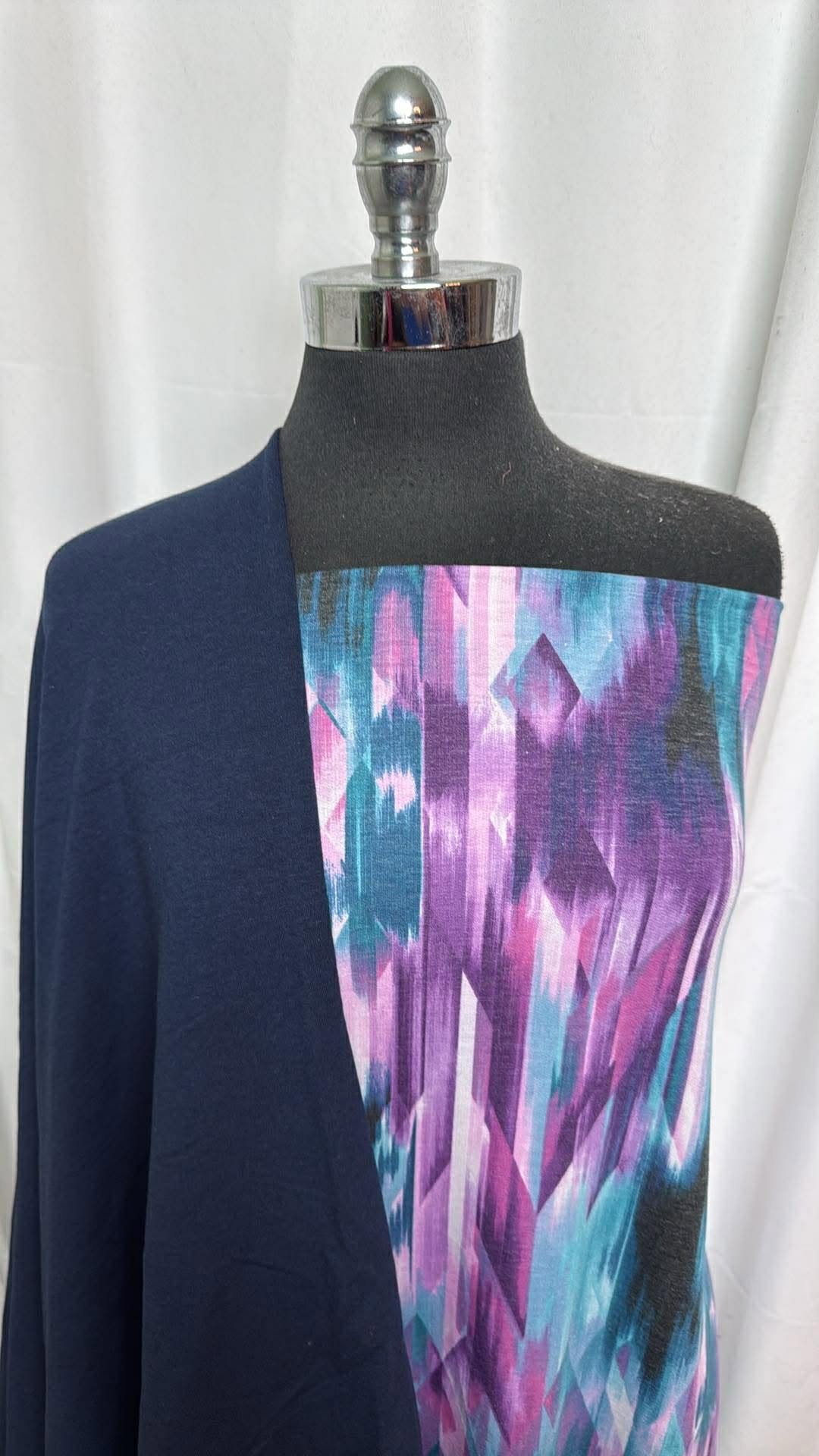 NAVY/GEO BUNDLE : 2YD Purple/Teal Geo PRS FT & 1YD Navy Bamboo C/S FT : A30287
