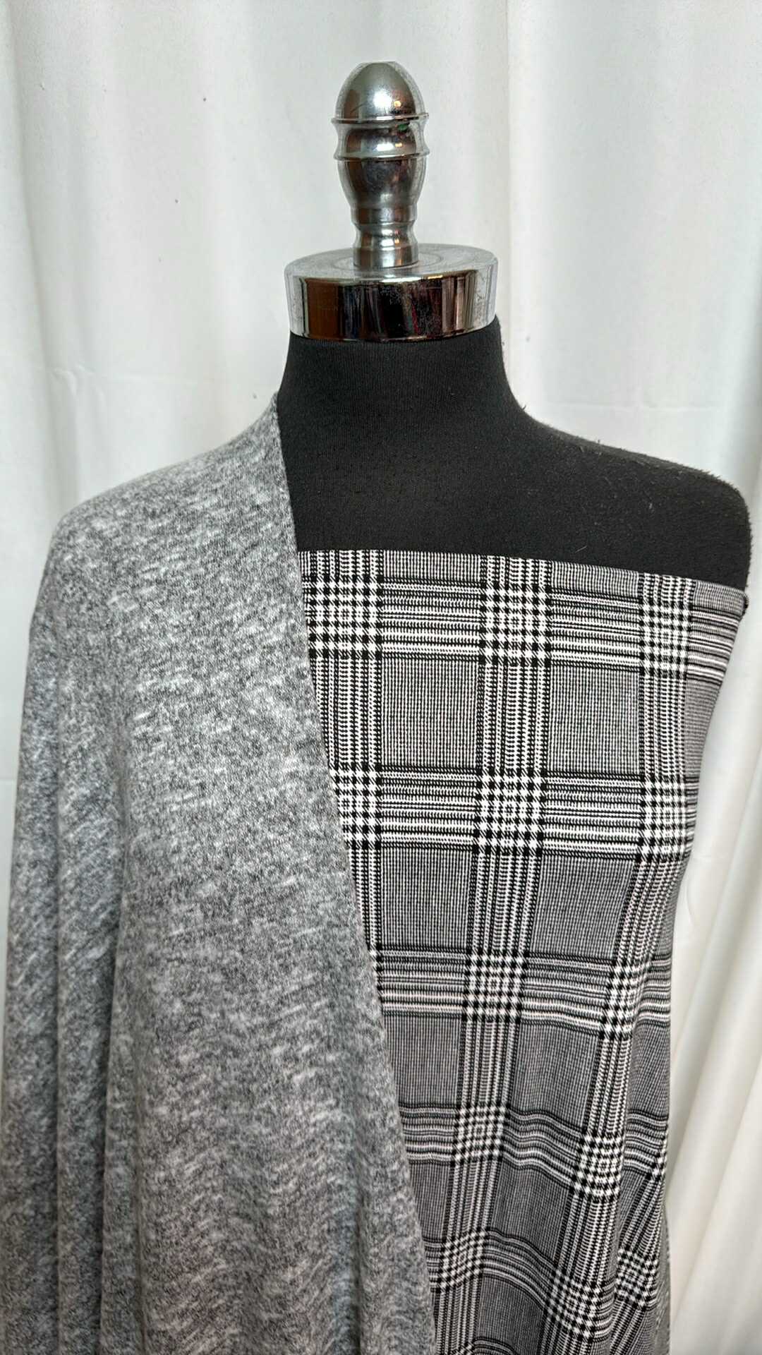GREY/PLAID BUNDLE : 2YD Grey Plaid DBP & 2YD Grey Brushed Hacci SK : A28317