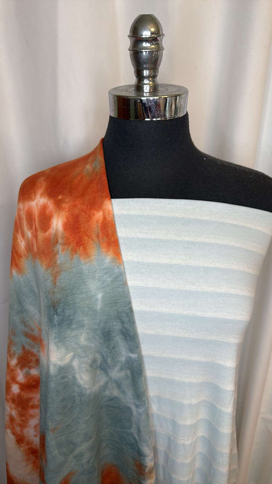 TIE DYE/STRIPE BUNDLE : 2YD Tie Dye Brushed FT & 2YD Light Blue Stripe R/S : A26698
