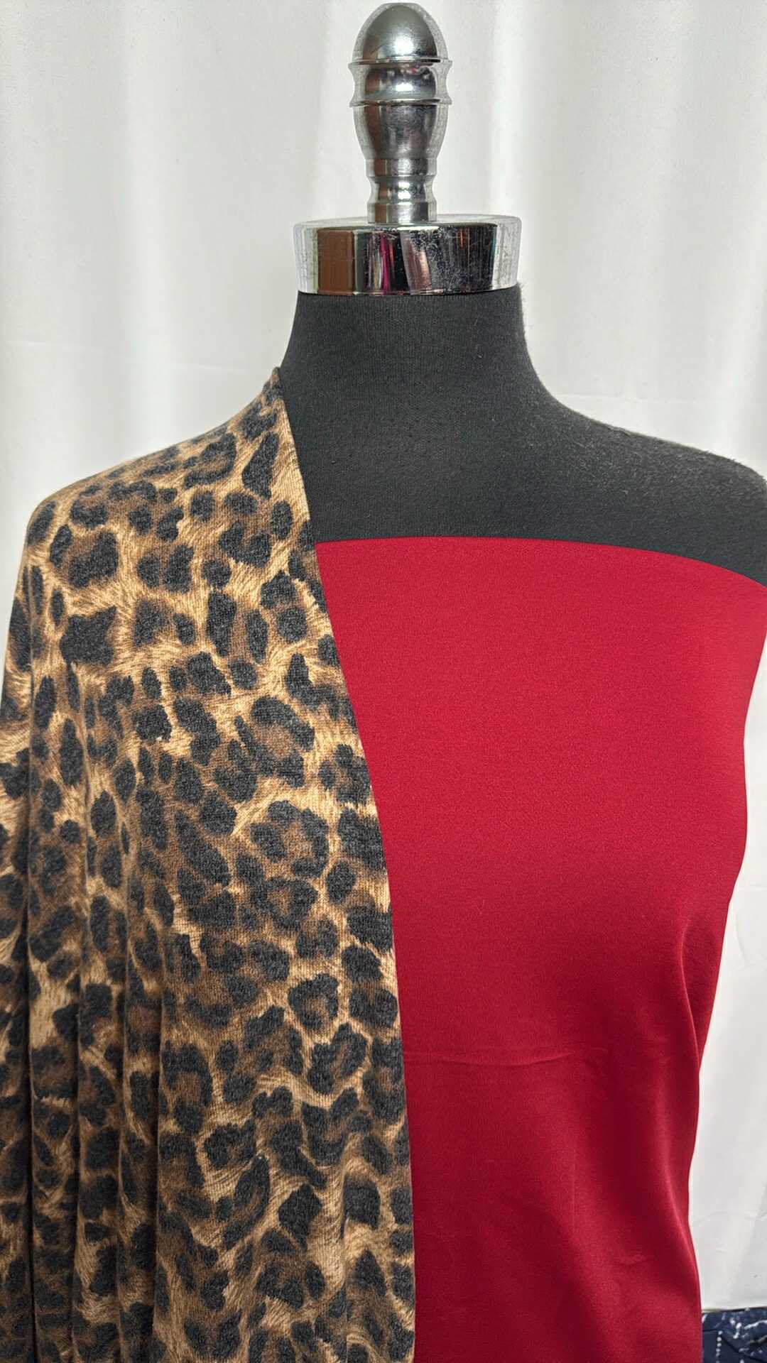 DEEP RED/LEOPARD BUNDLE : 1YD Deep Red Yoga PF & 2YD Leopard Brushed SK : A29130