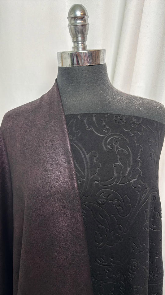 BLACK EMBOSSED/PURPLE CRACKLE BUNDLE : 2YD Black Embossed Scuba & 1YD Purple Crackle Foil Scuba : A30779