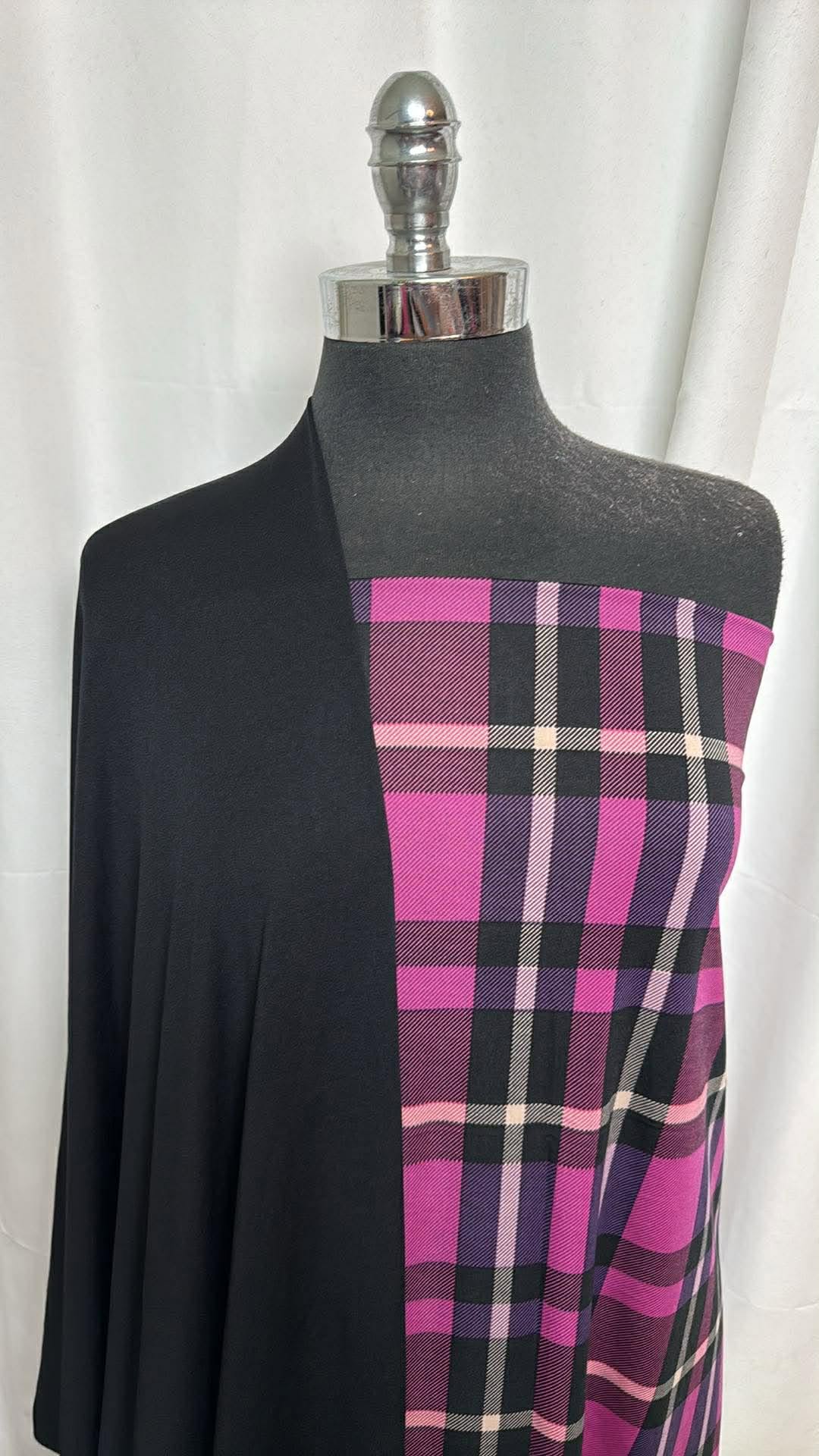 BLACK/PURPLE PLAID BUNDLE : 2YD Black 4-Way Venezia & 1.5YD Purple Plaid Venezia : A30479