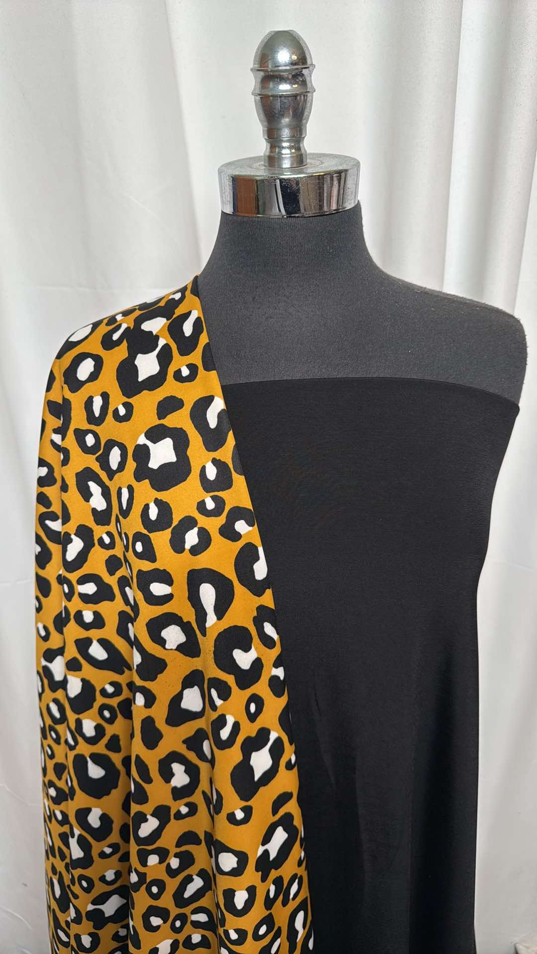 BLACK/MUSTARD LEOPARD BUNDLE : 2YD Black Venezia & 2YD Mustard Leopard Scuba : A26296