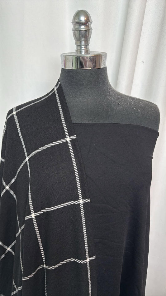 BLACK WINDOWPANE BUNDLE : 2YD Black Windowpane Brushed Hacci SK & 2YD Black Heavy Yoga PF : A31013