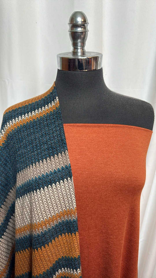 RUST/STRIPE BUNDLE : 2YD Stripe Hacci SK & 2YD Rust Featherweight PF : A28244