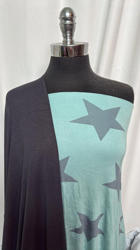 CHAROAL/MINT STAR BUNDLE : 2YD Mint Star Bamboo & 2YD Charcoal Bamboo : A30689