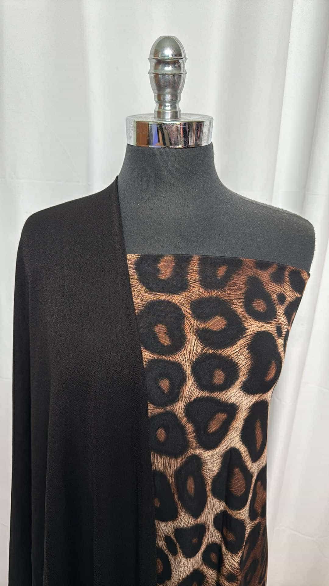 BLACK/LEOPARD BUNDLE : 1YD Leopard ITY & 2YD Black Crepe Scuba : A27011
