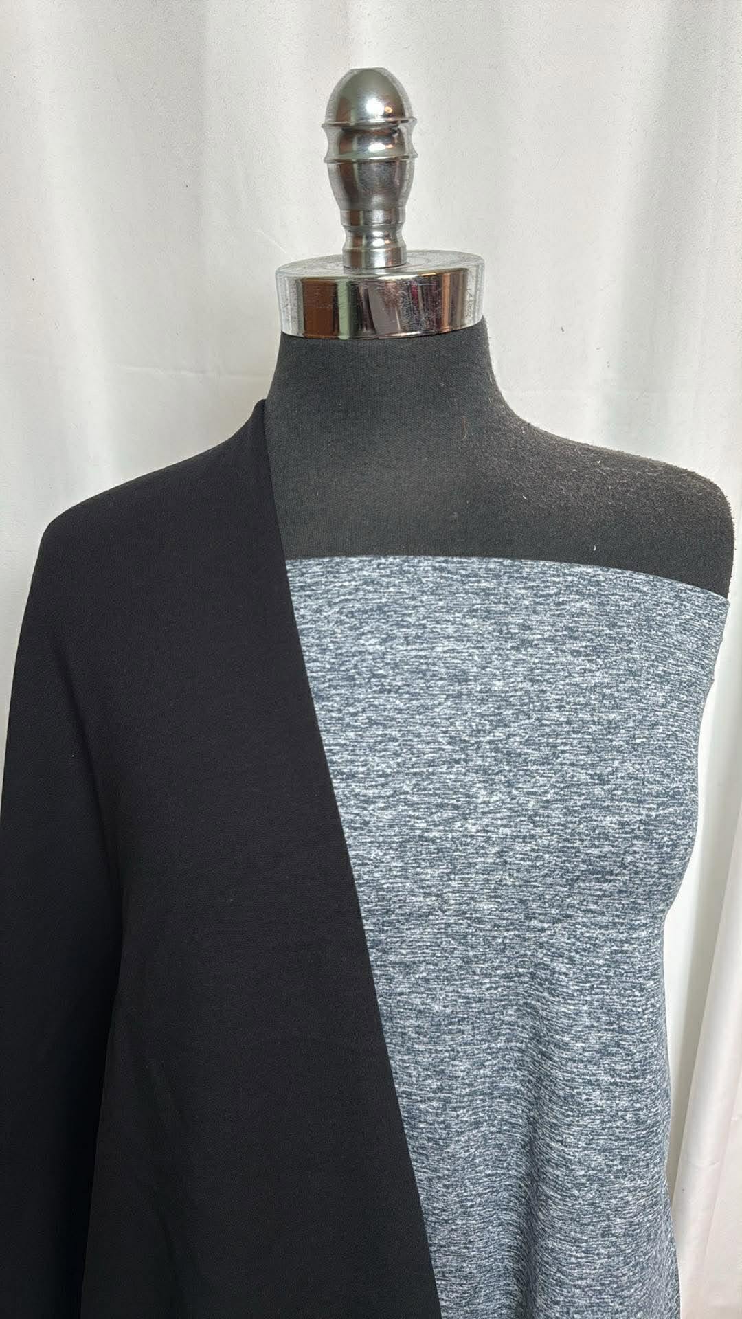 BLACK/NAVY-WHITE BUNDLE : 2YD Black Heavy Brushed C/S FT  & 1YD Navy/White Mid-Weight PF : A30107
