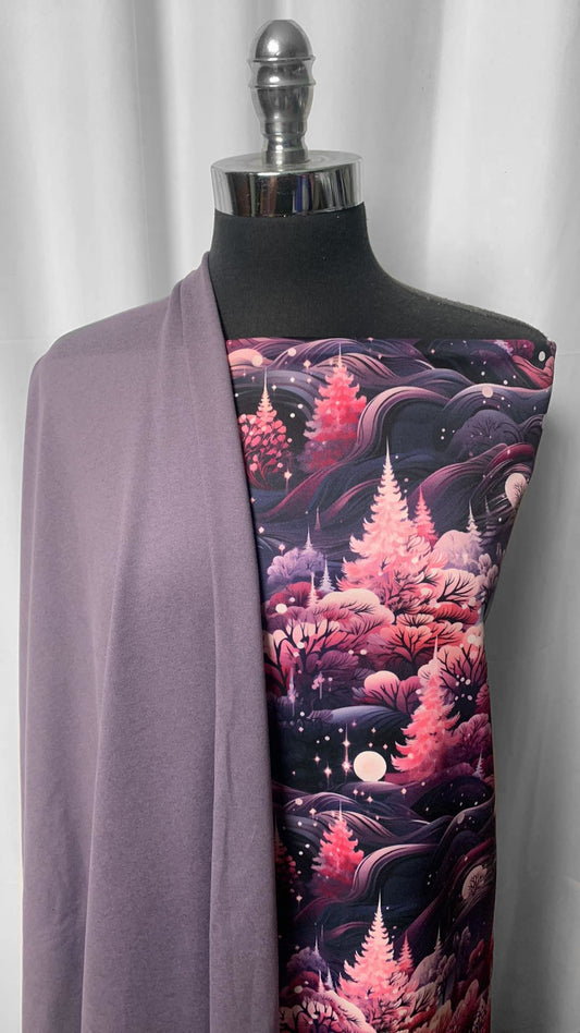 PURPLE/TWILIGHT BUNDLE : 2YD Twilight Poly Fleece & 2YD Purple Haze Purple Peached PF : A2381