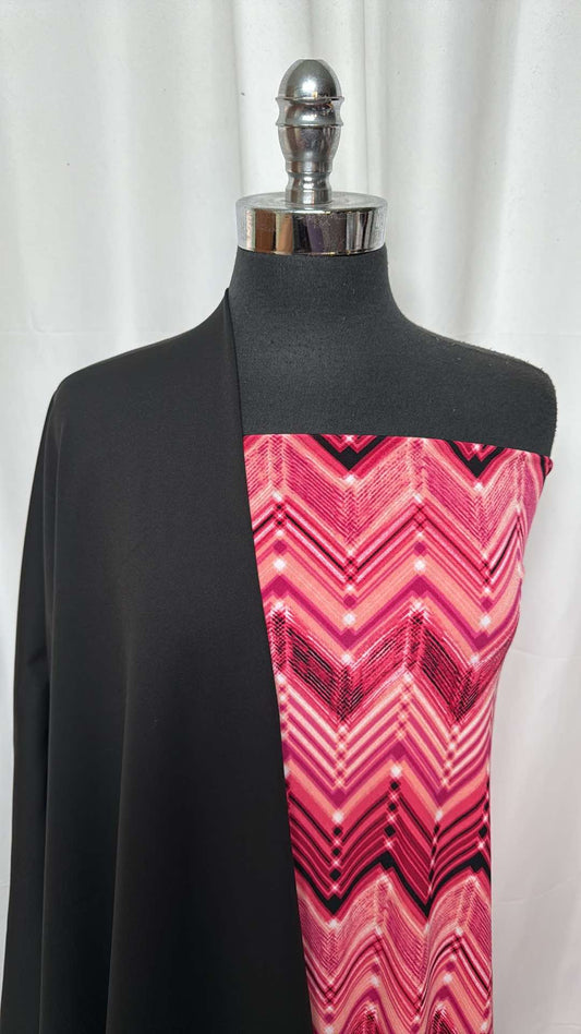 BLACK/PINK CHEVRON BUNDLE : 2YD Black Yoga PF & 3.5YD Pink Chevron ITY : A26800