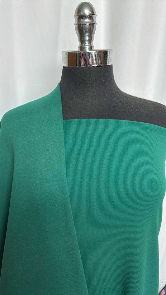 DOUBLE GREEN BUNDLE : 2YD Green Peached C/P Sweatshirt Fleece & 2YD Green C/S DK Rib : A29082