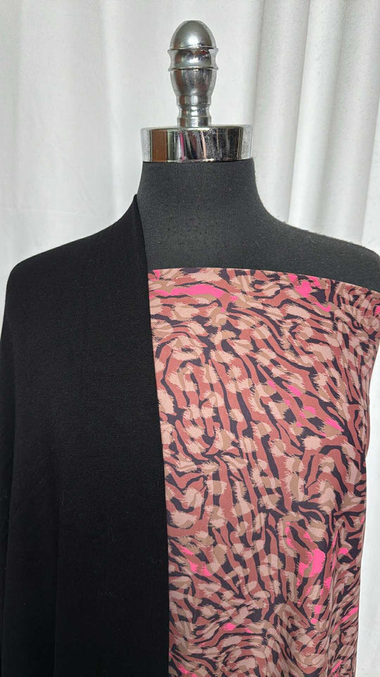 BLACK/ANIMAL BUNDLE : 2YD Black Brushed PRS FT & 1YD Animal Print Yoga PF : A28691