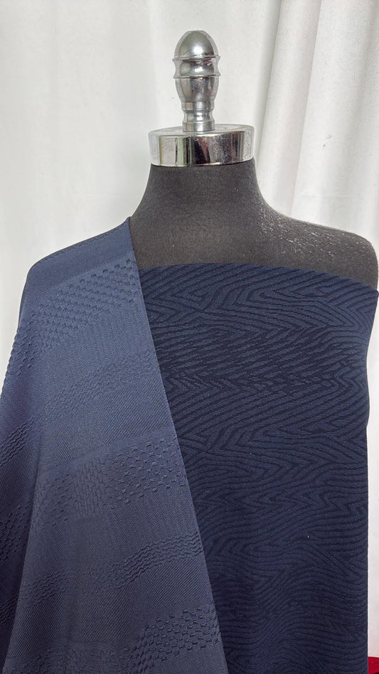 DOUBLE NAVY JACQUARD BUNDLE : 2YD Navy Jacquard PF & 2YD Navy Jacquard PF : A30953