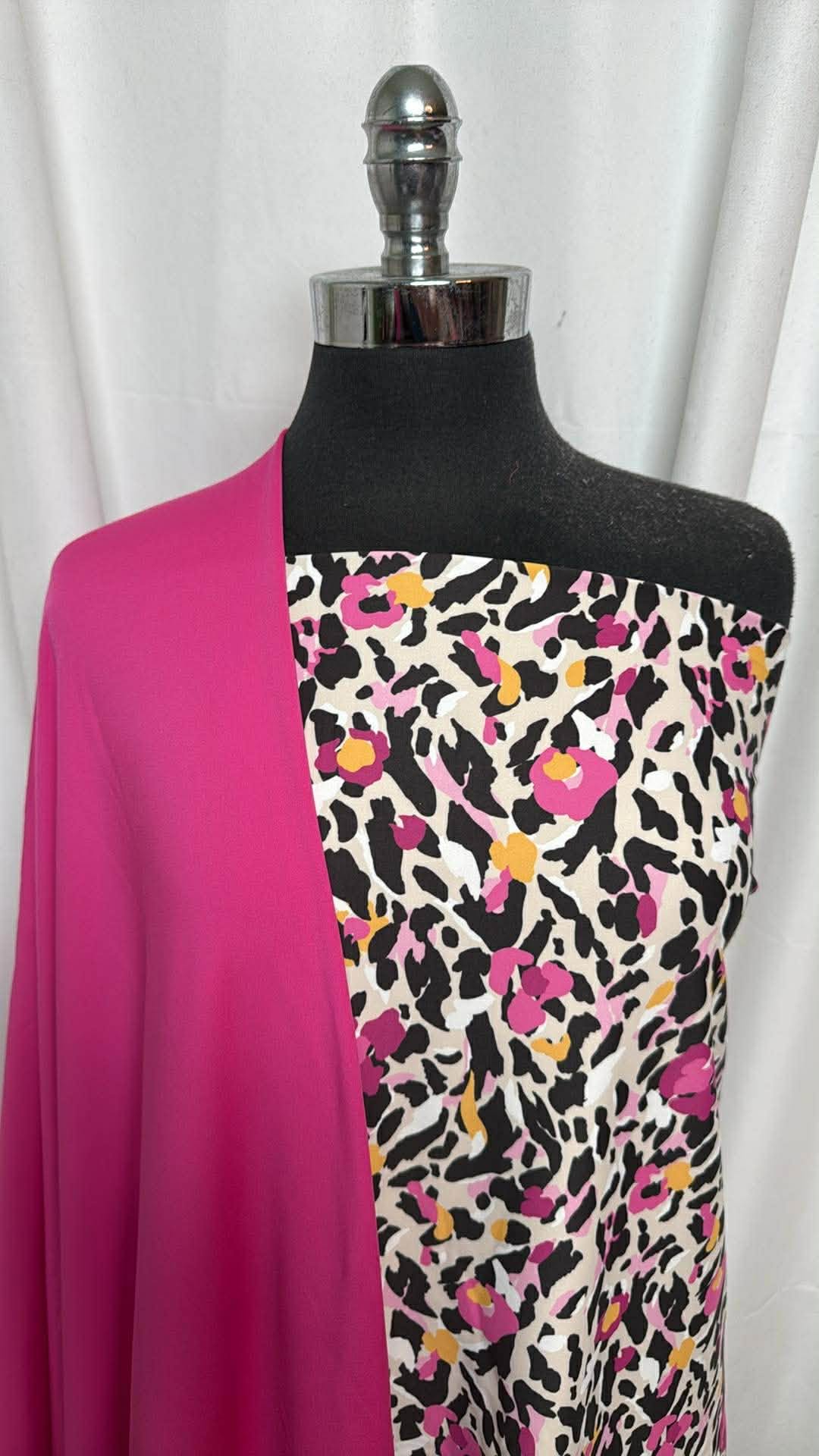 PINK/LEOPARD BUNDLE : 1.5YD Leopard Yoga PF & 2YD Pink Brushed-Back PF : A30413