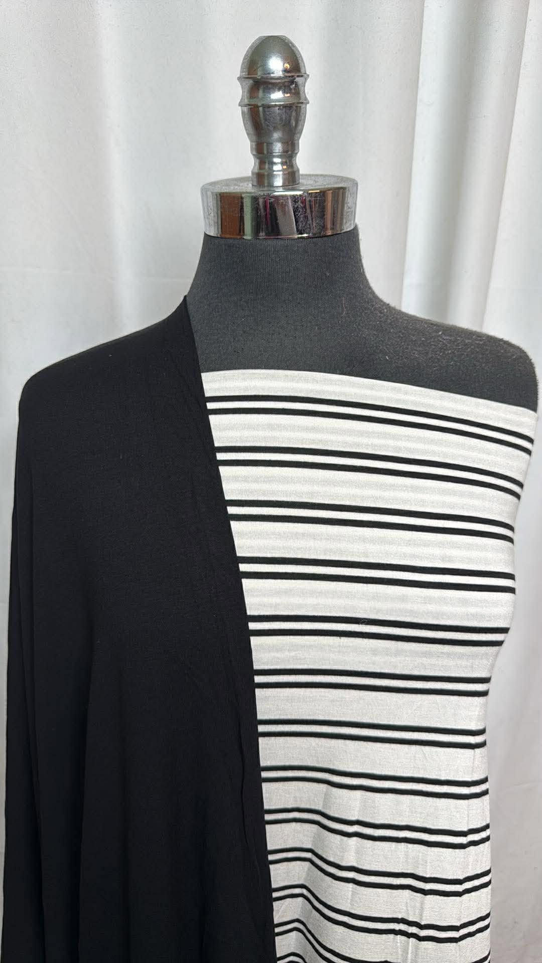 BLACK/IVORY STRIPE BUNDLE : 2YD Black/Ivory Stripe R/S & 2YD Black Heavy R/S : A30125