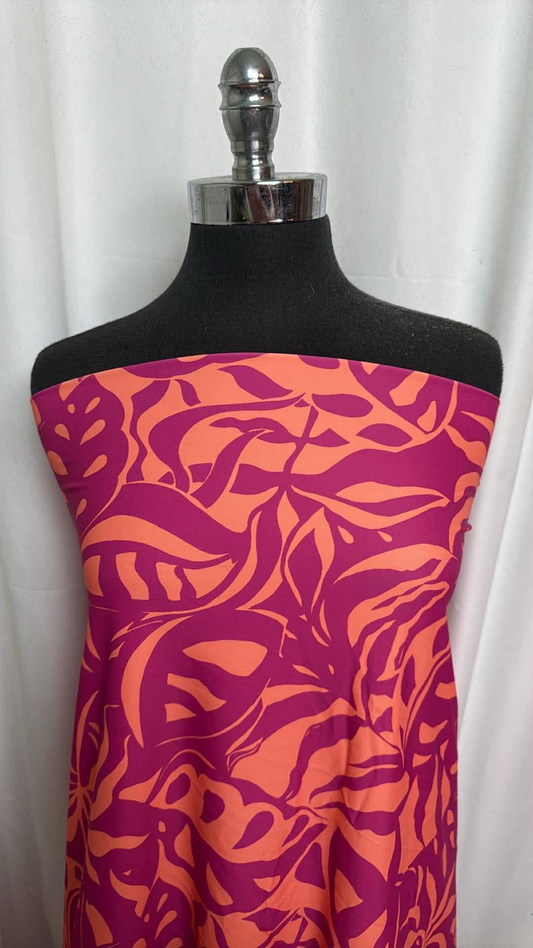 Fuchsia/Orange Abstract - Designer Nylon/Spandex Swim - 1.5 Yard Cut
