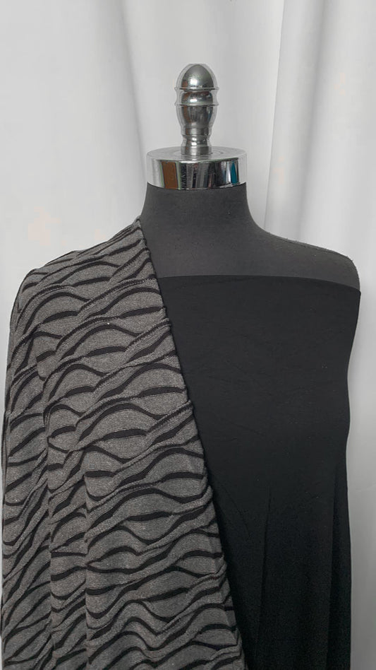 TEXTURED  SWEATER BUNDLE : 2YD Black Heavy R/S & 2YD Textured SK : A2246