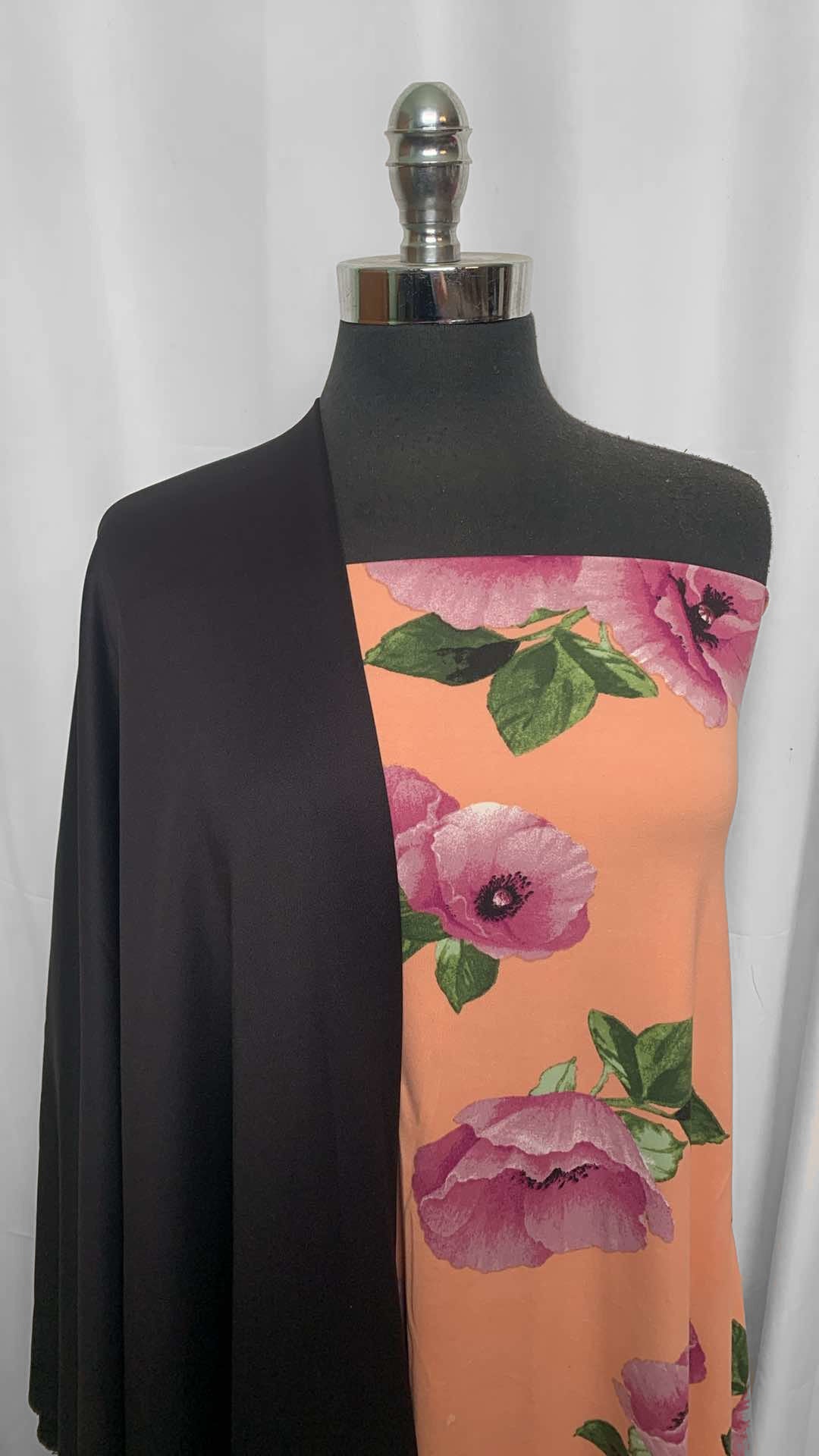 BLACK/POPPIES BUNDLE : 2YD Black Scuba & 2YD Poppies DBP : A26021