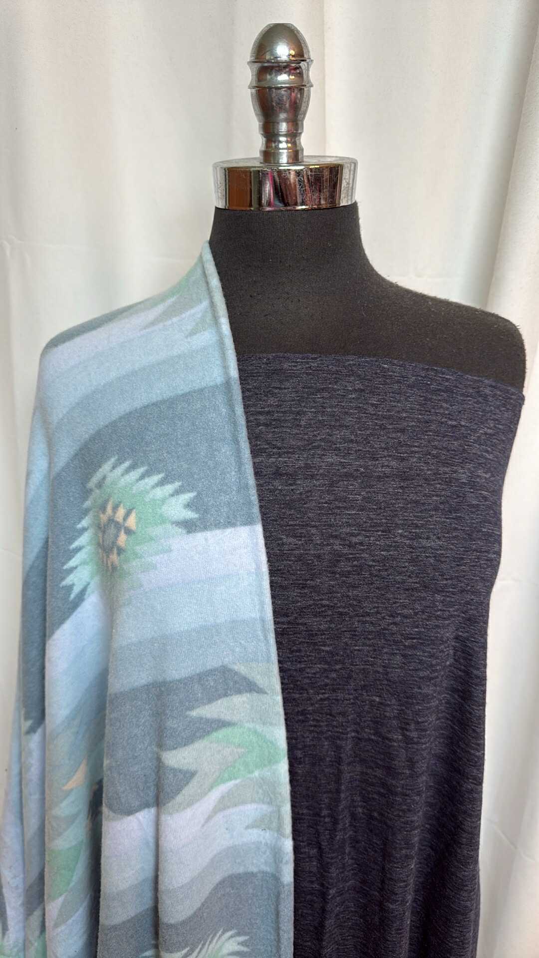 BLUE SOUTHWEST HACCI BUNDLE : 1.5YD Blue Southwest Brushed Hacci SK & 2YD C/P Jersey : A28715