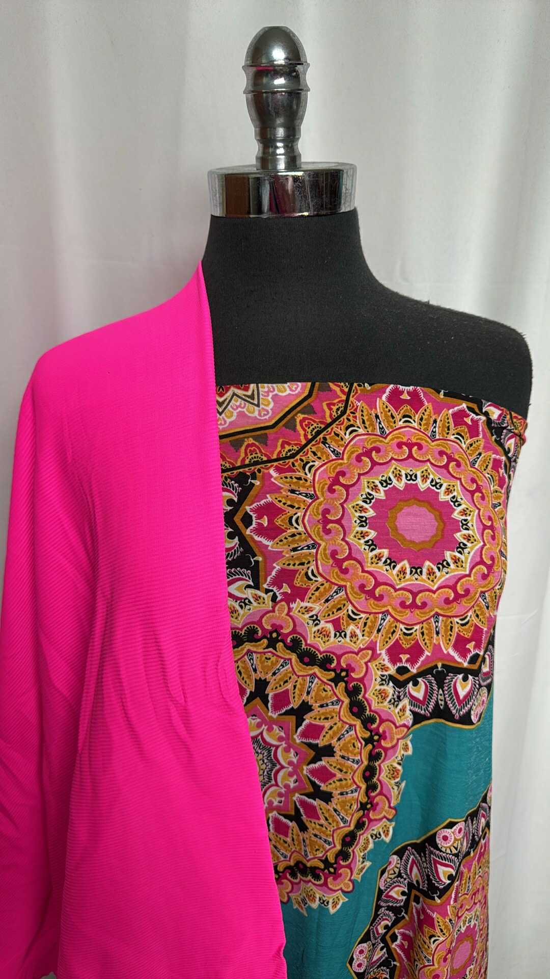 NEON PINK/MANDALA BUNDLE : 1YD Neon Pink Rib N/S Swim & 2YD Mandala Bulgari : A29307