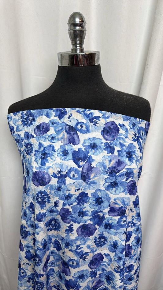 Blue Floral - Airflow Woven - 2 Yard Cut
