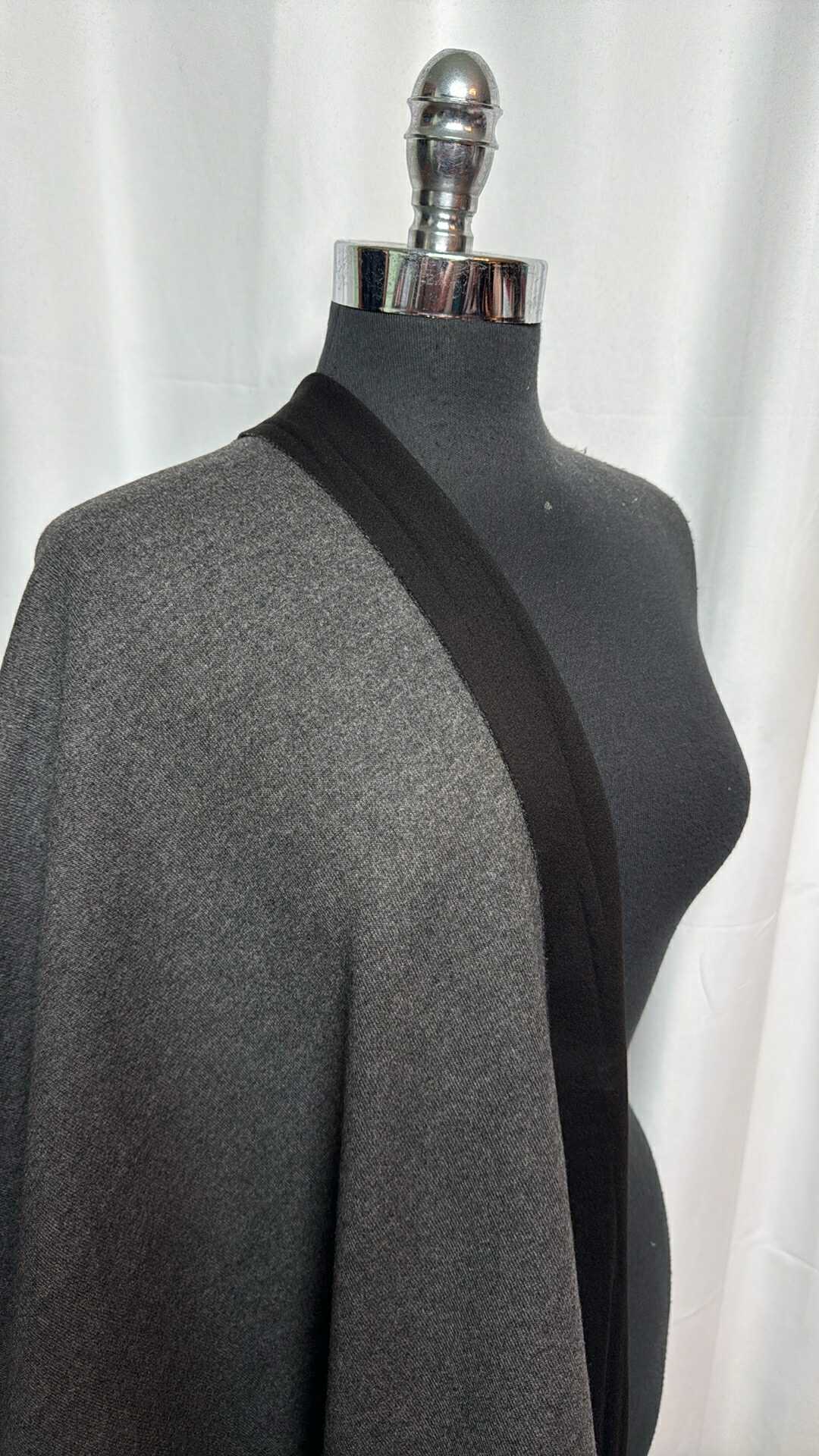 Anthracite-Black - Italian Bonded Fleece (64" Wide) - By the Yard