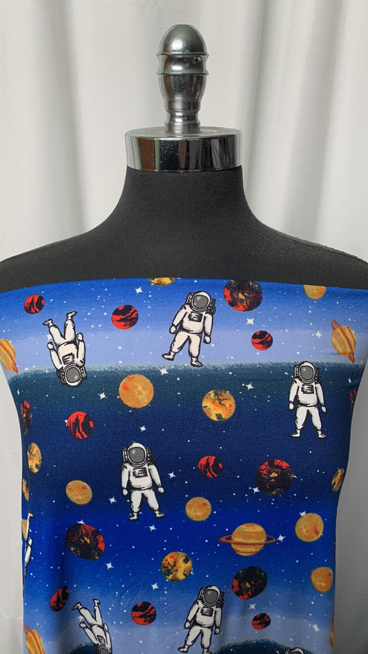 Astronauts in Space - Double Brushed Poly Spandex - 2 Yard Cut