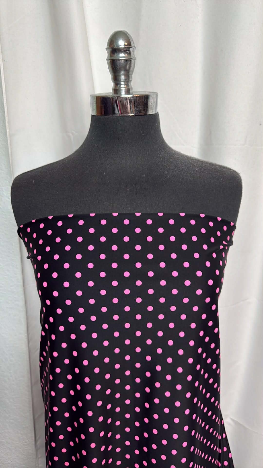 Black w/Pink Polka Dots - Nylon/Spandex Swim - 2 Yard Cut