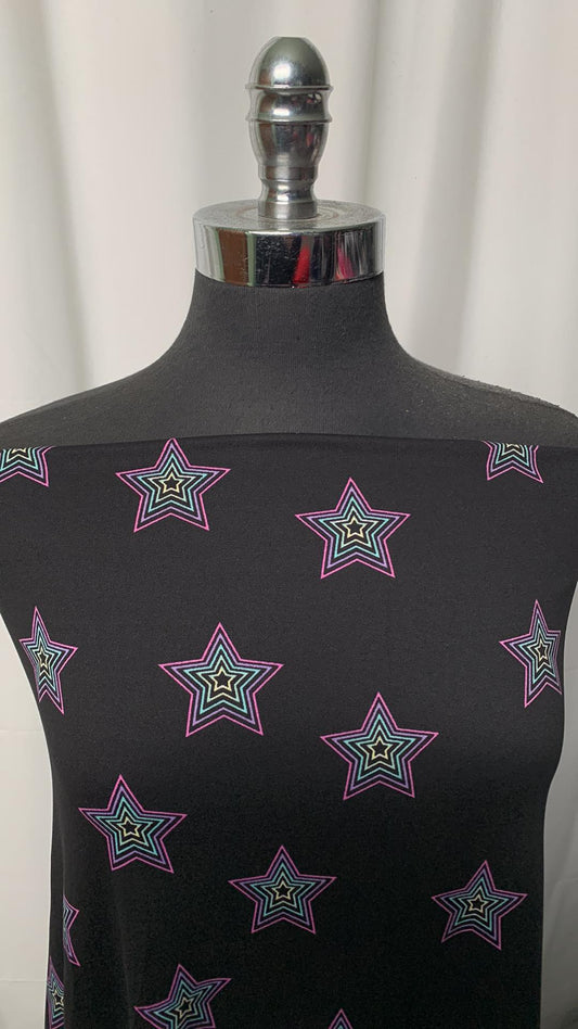 Black Starstruck - Double Brushed Poly Spandex - 2 Yard Cut