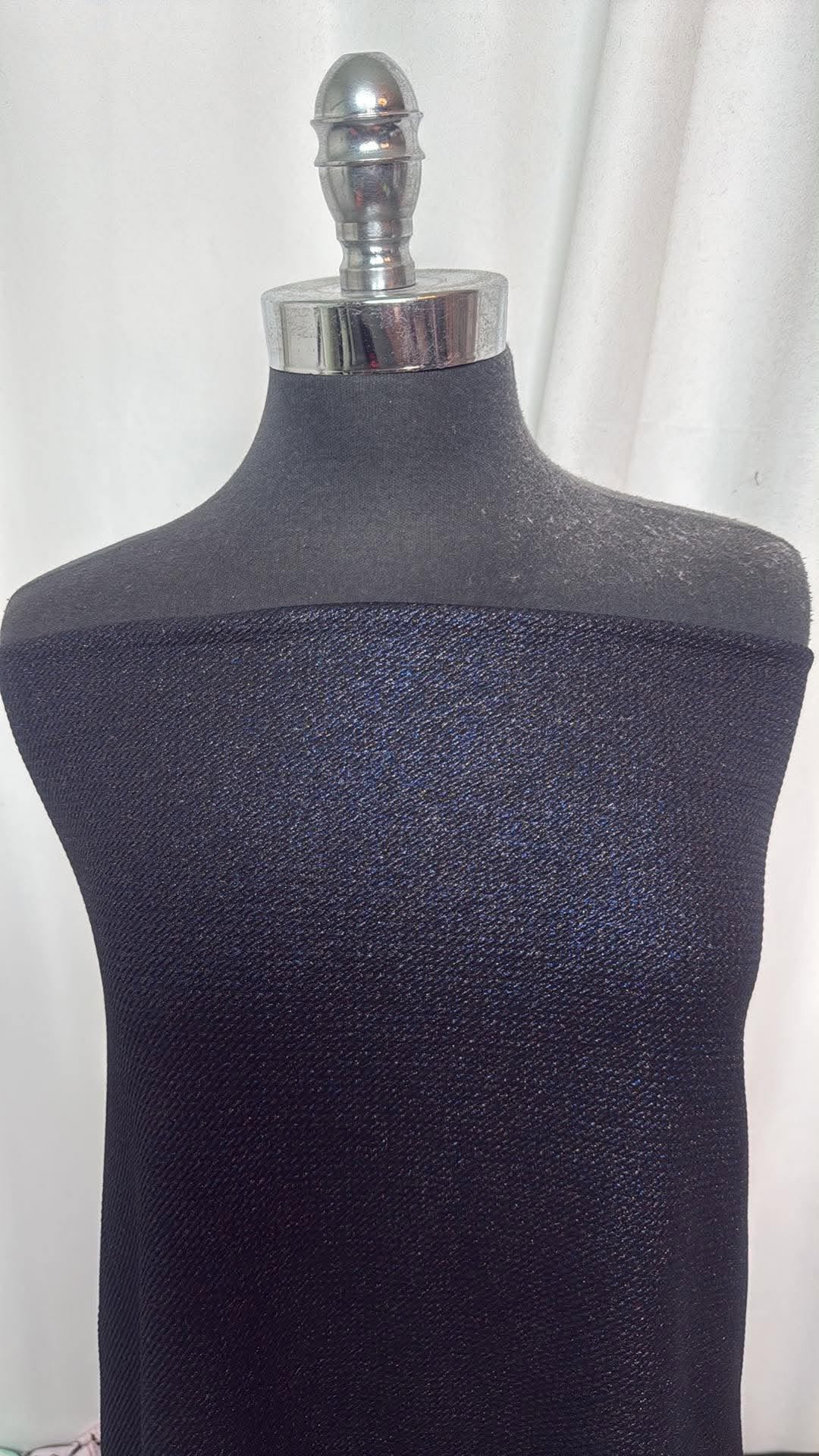 Black with Blue Foil - BULLET Knit - 2 Yard Cut