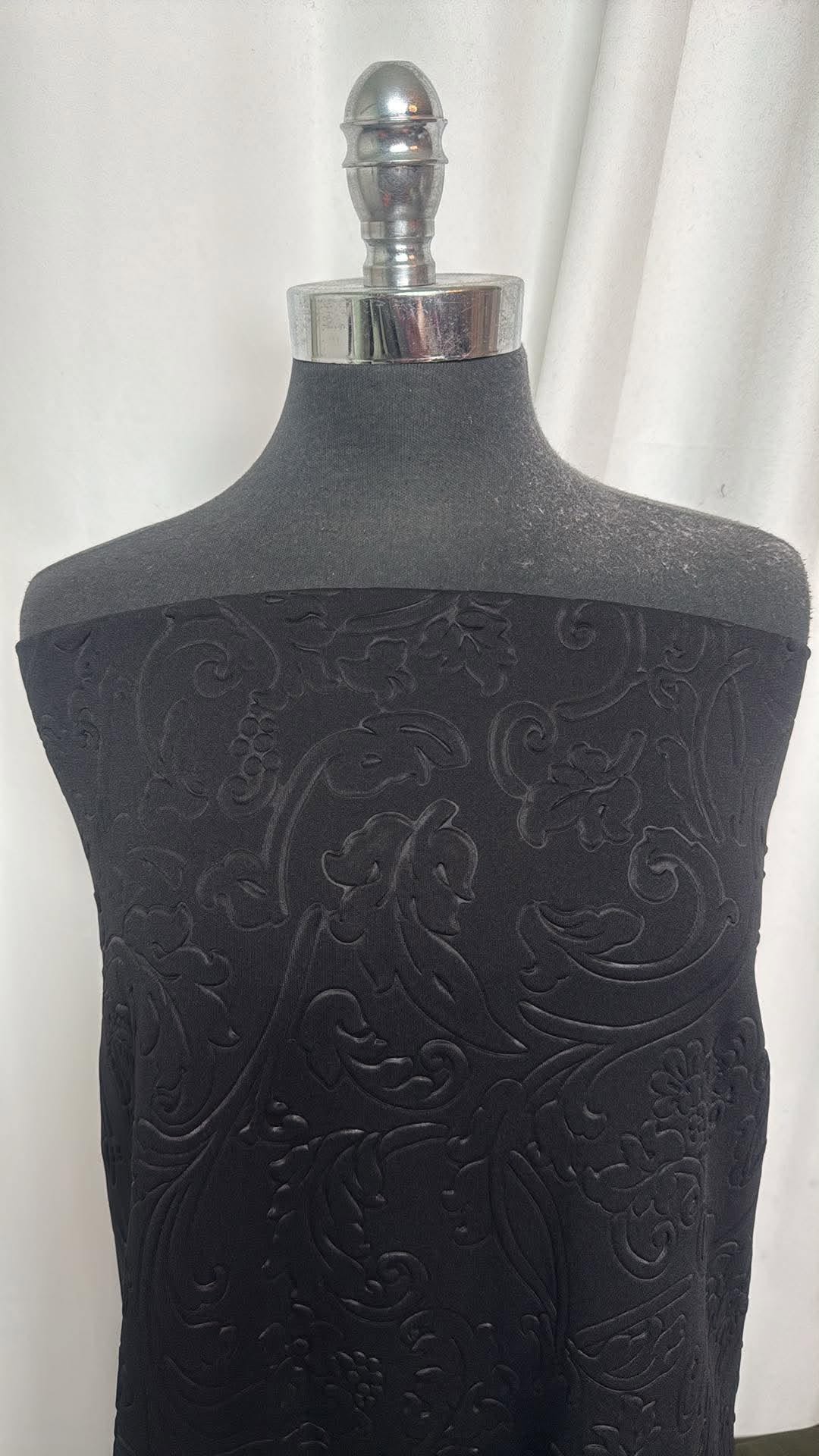 Black Embossed - Scuba - 2 Yard Cut