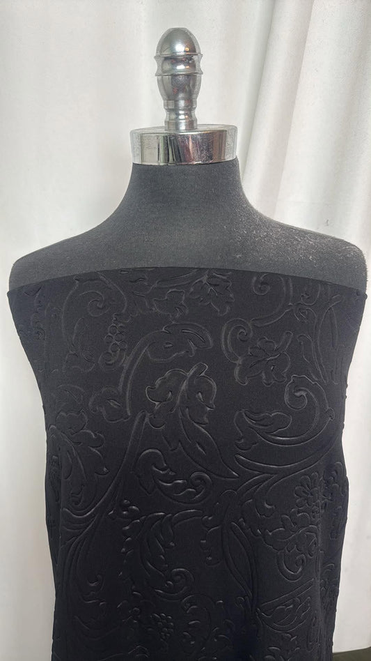 Black Embossed - Scuba - 2 Yard Cut