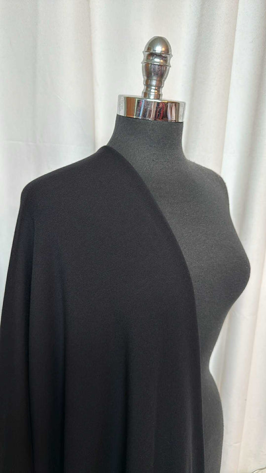 Black - Modal/Spandex Brushed French Terry - By the Yard