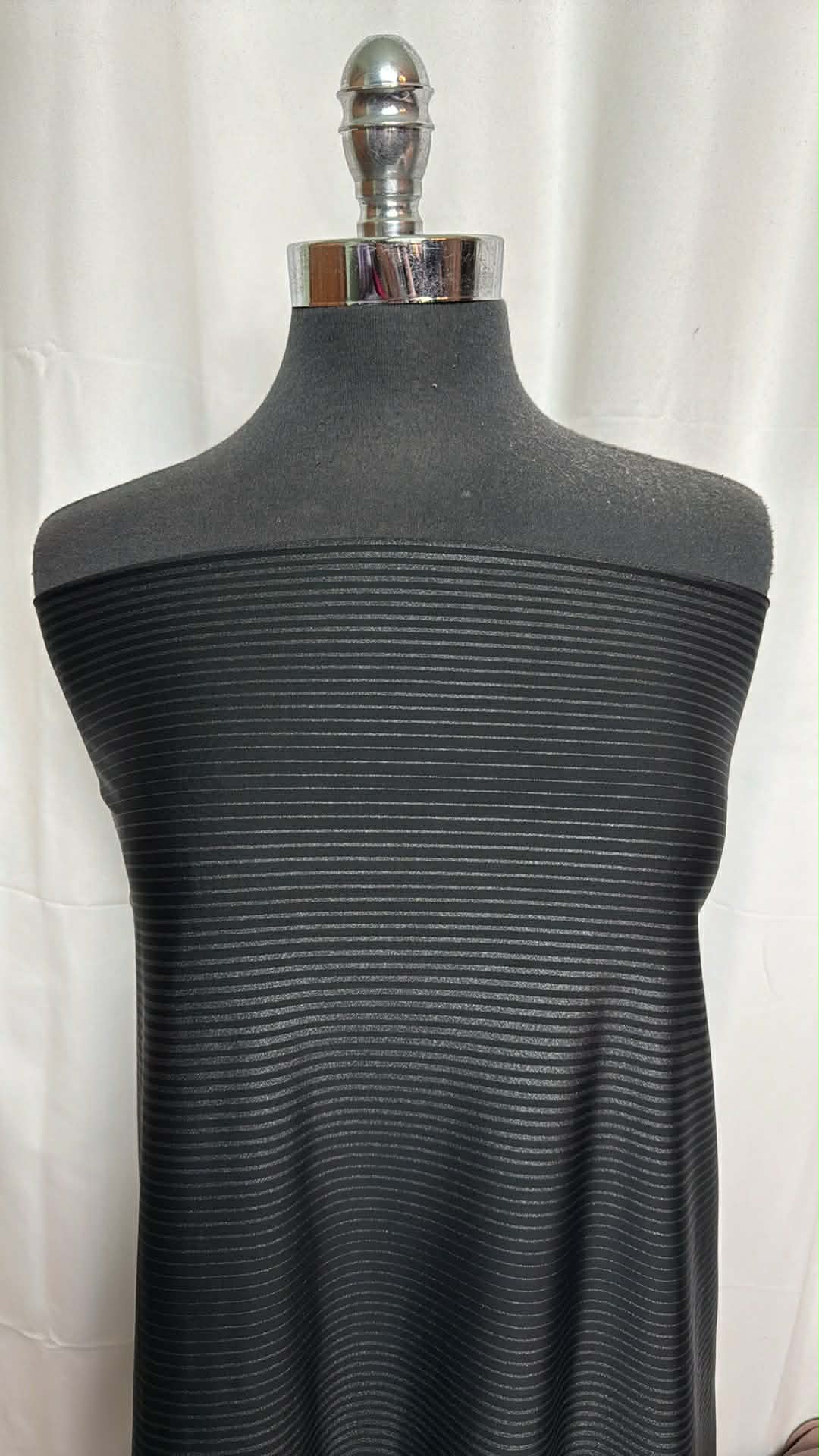 Black/Silver Foil Variegated Stripe - Nylon/Spandex Swim - By the Yard