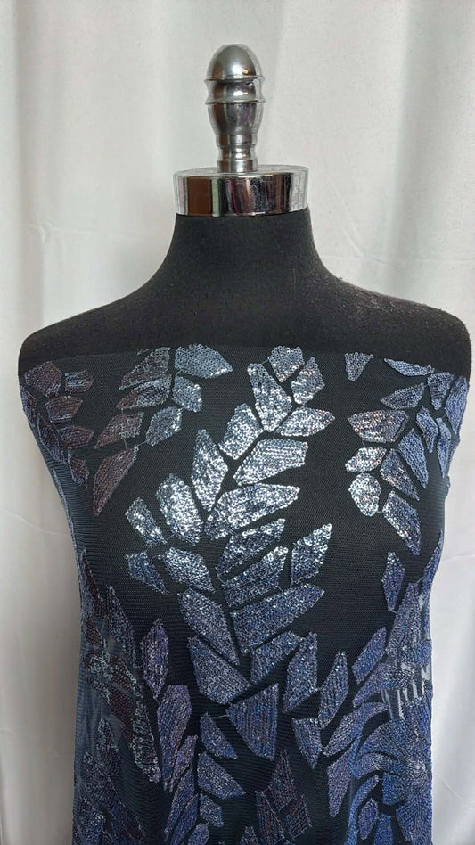 Blue Sequins on Blue Tulle - 2 Yard Cut