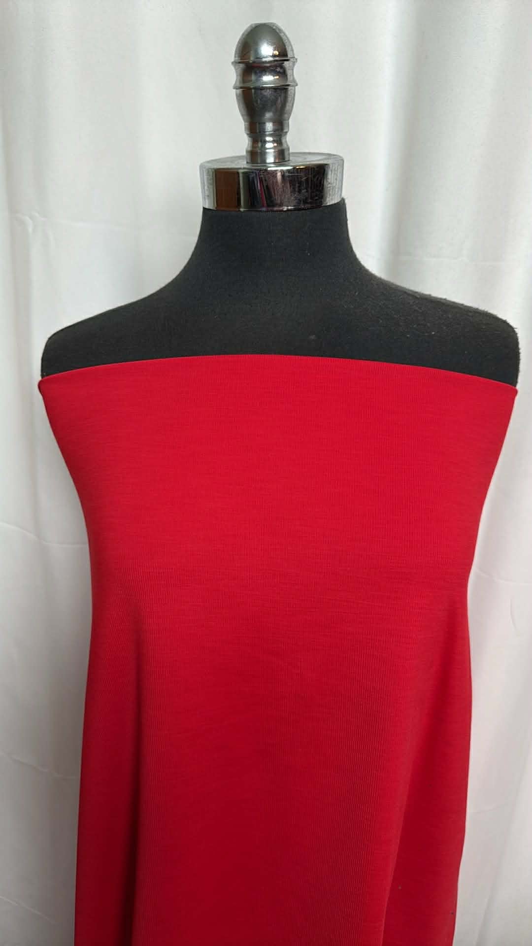 Bright Scarlet - Peached Performance Rib - By the Yard