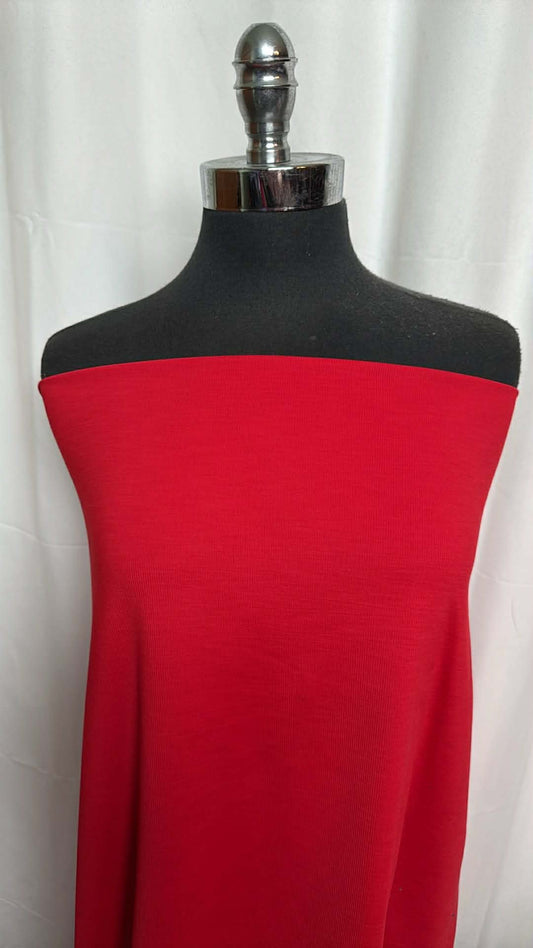 Bright Scarlet - Peached Performance Rib - By the Yard