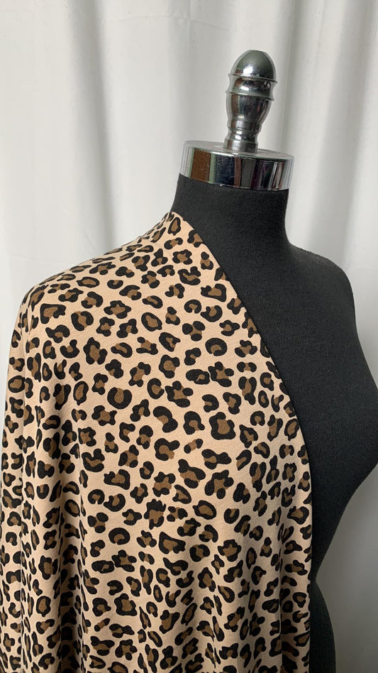 Brown Leopard - Poly/Rayon/Spandex French Terry - 2 Yard Cut
