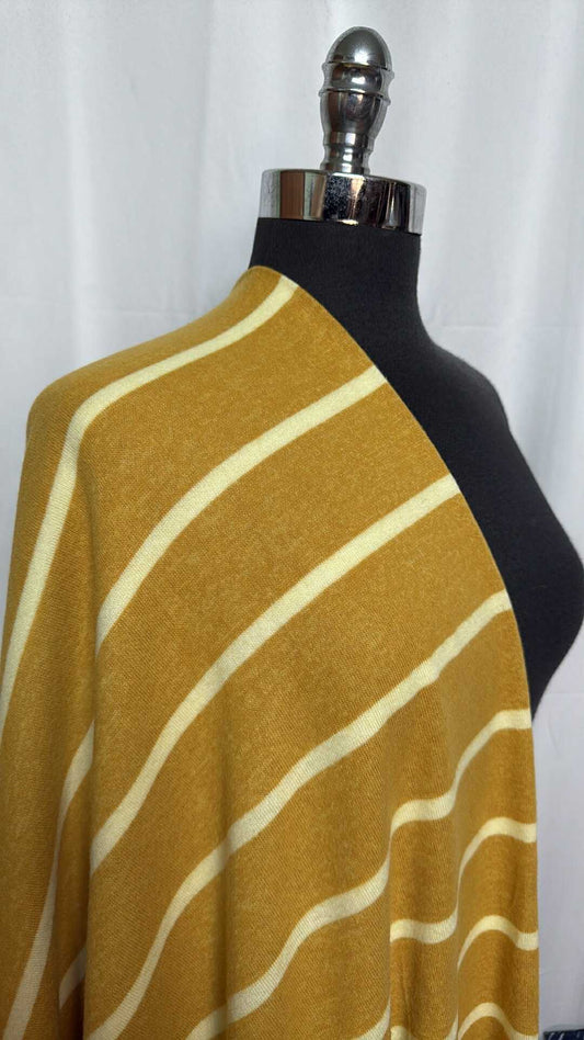 Mustard Stripe - Brushed Hacci Sweater Knit - 2 Yard Cut