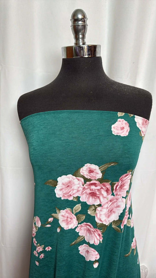 Teal Floral - Bulgari - 3 Yard Cut
