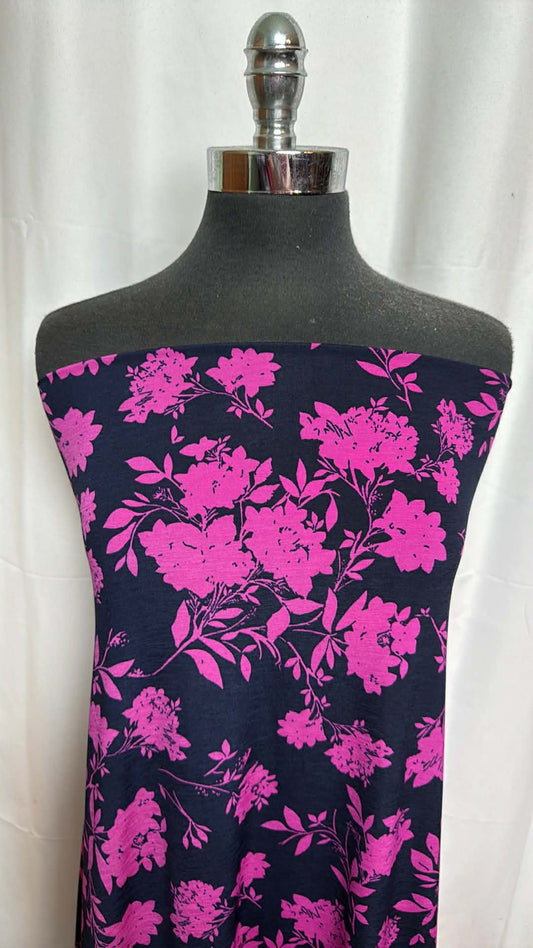 Navy/Pink Floral - Bulgari - By the Yard